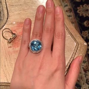 Blue topaz diamond ring